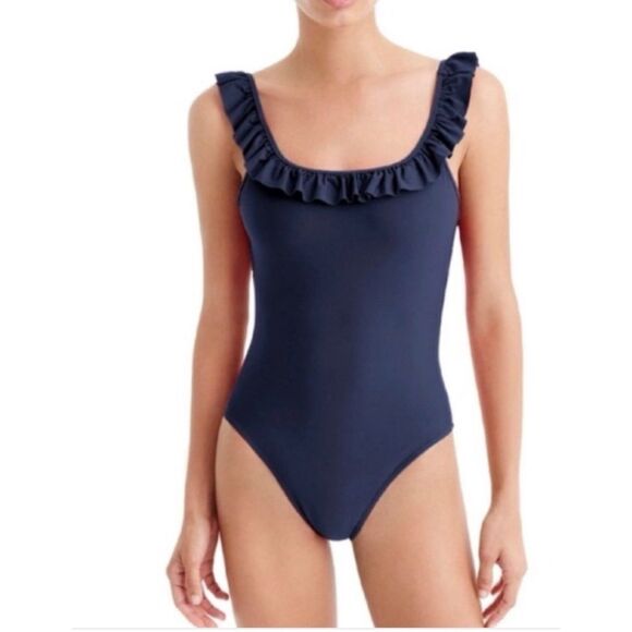 J.Crew Ruffled scoopback one-piece swimsuit - Picture 1 of 6